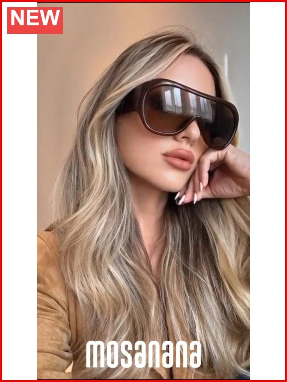 Oversized Shield Sunglasses Retro Big Frame Fashion